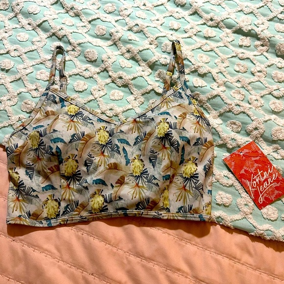 KORTNI JEANE Swim Top “palm bananas” Sz S - NWT - Picture 1 of 5